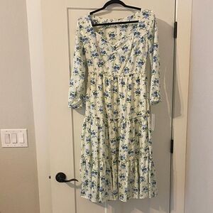 NWT Sweet Baby Jamie Blue Floral Long Sleeve Dress